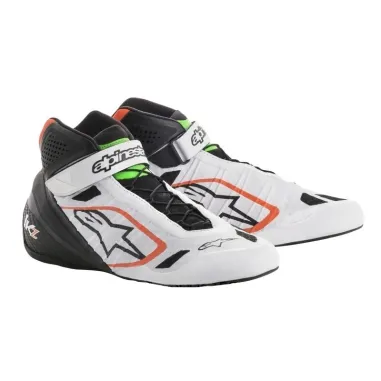 Scarpe pilota TECH-1 KZ ALPINESTARS [bianco/nero/arancione/verde fluo]