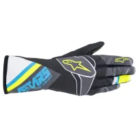 Gloves TECH-1 RACE V2 ALPINESTARS [black/cyan/yellow fluo]