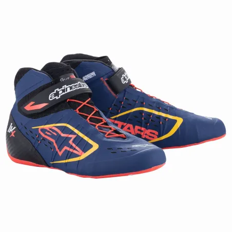 Zapatillas de piloto TECH-1 KX V2 ALPINESTARS [azul ultramar/rojo fluorescente/amarillo]