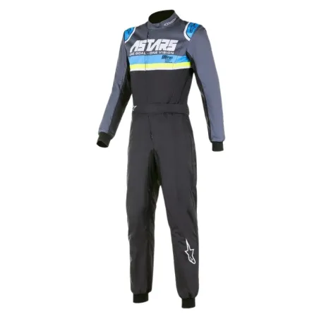 Tuta KMX-9 V2 grafica 4 ALPINESTARS [nero/ciano/giallo fluo]