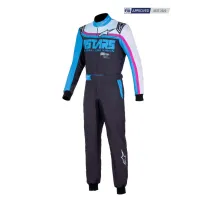 Tuta KMX-9 V3 grafica 2 CIK-FIA ALPINESTARS [nero/ciano/fucsia]