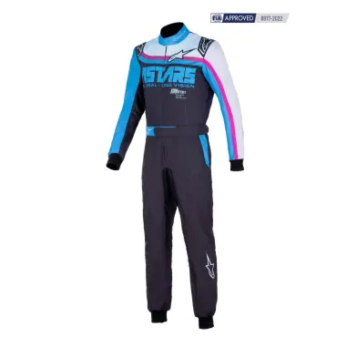 Traje KMX-9 V3 gráficos 2 CIK-FIA ALPINESTARS [negro/cían/fucsia]