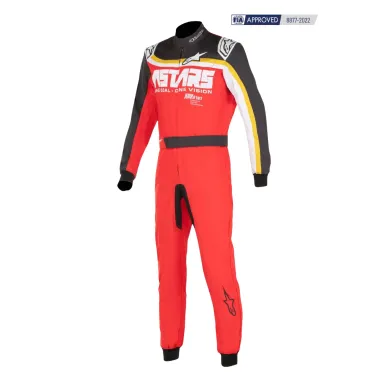Tuta KMX-9 V3 grafica 2 CIK-FIA ALPINESTARS [rosso/nero/marrone ottone]
