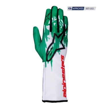 Guanti TECH-1 RACE V3 CIK-FIA ALPINESTARS [bianco/verde/rosso]