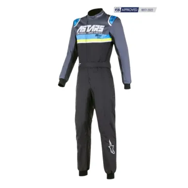Suit KMX-9 V3 graphics 4 CIK-FIA ALPINESTARS [black/cyan/yellow fluo]