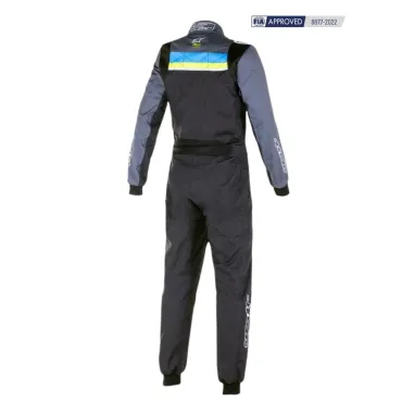 Suit KMX-9 V3 graphics 4 CIK-FIA ALPINESTARS [black/cyan/yellow fluo]