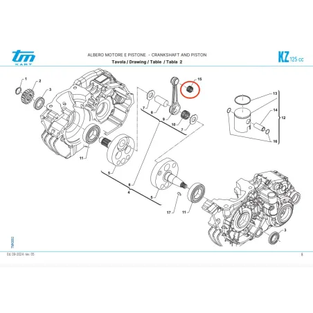 Silver piston pin cage OK-KZ TM KART