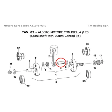 Coupling axle 20x50.4 KZ TM KART