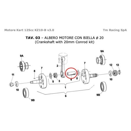 Eje de acoplamiento 20x50.4 KZ TM KART