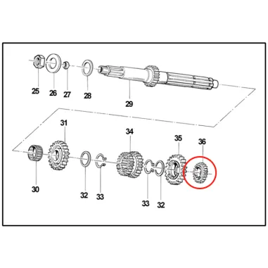 Engranaje eje principal 2a Z16 verde KZ TM KART