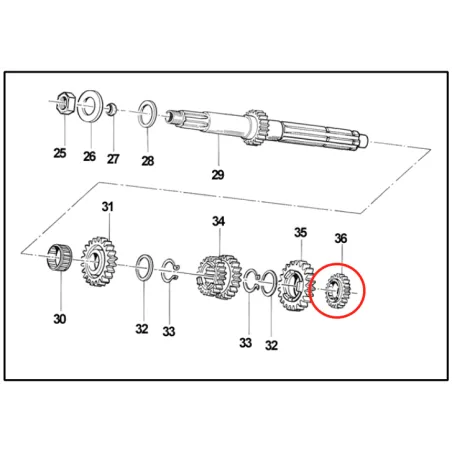 Primary shaft gear 2nd Z16 green KZ TM KART