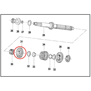 Engranaje eje primario 5a Z22 KZ TM KART