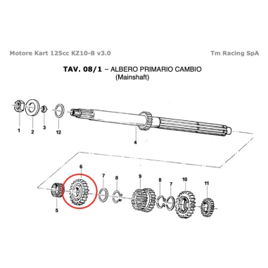 Primary shaft gear 5a Z22 KZ TM KART