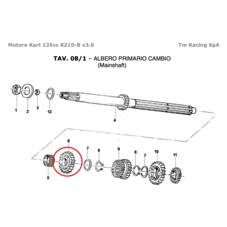 Primary shaft gear 5a Z22 KZ TM KART