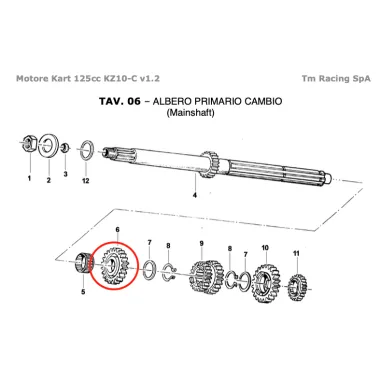 Primary shaft gear 5a Z22 KZ TM KART
