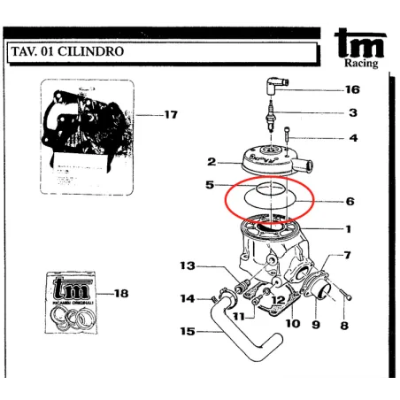 O-ring grande para cabeza de cilindro KZ TM KART