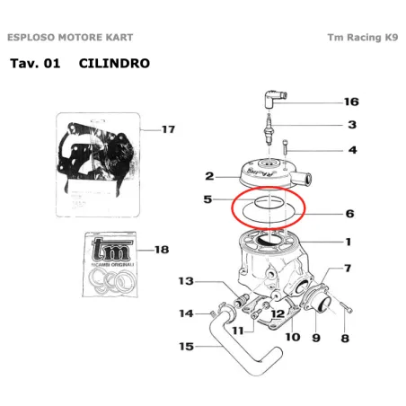 O-ring grande para cabeza de cilindro KZ TM KART