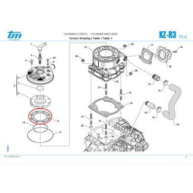 Head gasket KZR2-KZR3 KZ TM KART
