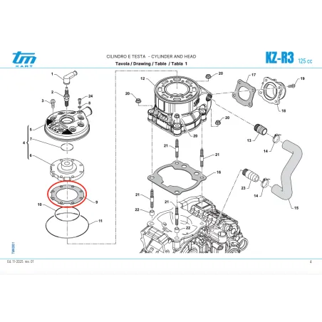 Junta de cabeza KZR2-KZR3 KZ TM KART