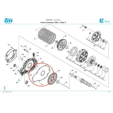 Junta de la cubierta de transmisión KZR1-KZR2-KZR3 KZ TM KART