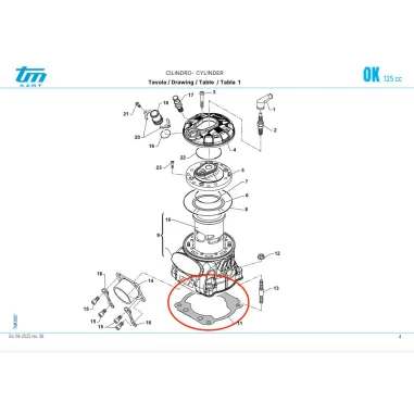 Guarnizione base cilindro OK TM KART