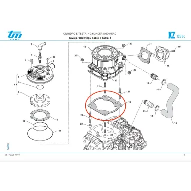 Cylinder base gasket KZ TM KART