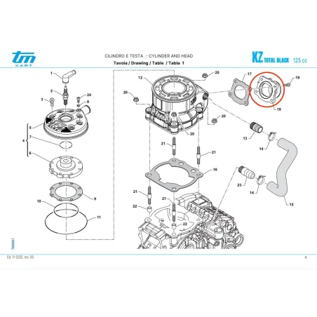 Exhaust manifold R2-R3 TOTAL BLACK KZ TM KART
