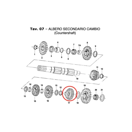 Ingranaggio albero secondario 5a scanalato Z23 KZ TM KART