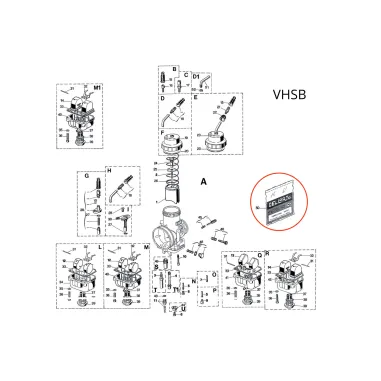 Kit guarnizioni 52612 per carburatore VHSB DELL'ORTO