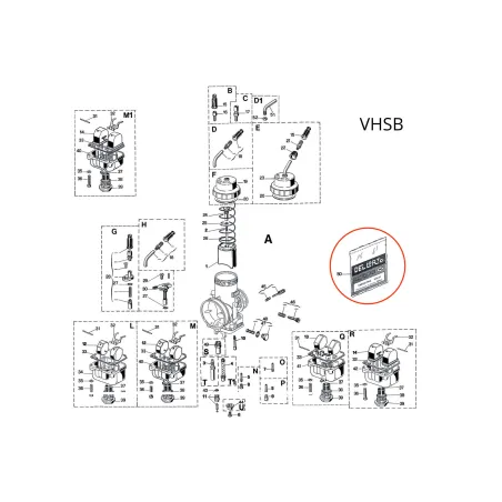 Kit guarnizioni 52612 per carburatore VHSB DELL'ORTO