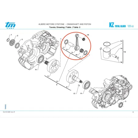 Biela completa eje 22 R2-R3 TOTAL BLACK KZ TM KART