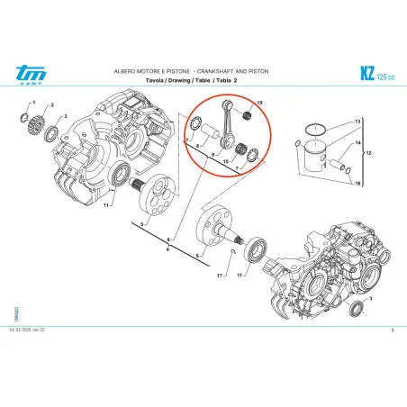 Complete connecting rod axis 22 KZ TM KART