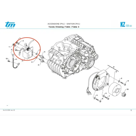 Bobina accensione PVL 458-115 KZ TM KART