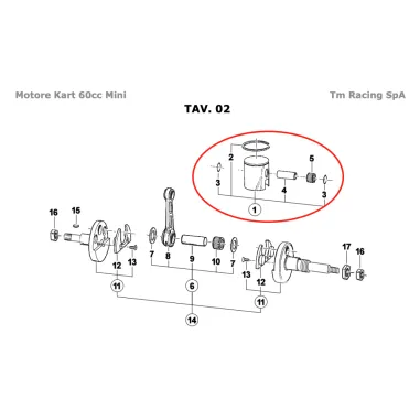 Pistón completo MINI TM KART