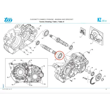 Sprocket roller bearing R1-R2-R3 KZ TM KART