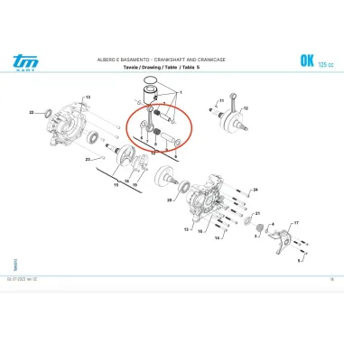 Complete connecting rod hole 5 Om19 OK-N TM KART