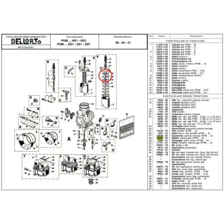 Nipple 10889 for VHSH 30CS and VHSB 34XS carburetors DELL'ORTO