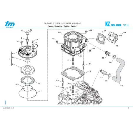 Cabeza completa R2-R3 TOTAL BLACK KZ TM KART
