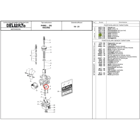 Chorro mínimo 01488 M5 para carburadores PHDG y PHBG DELL'ORTO