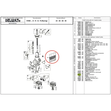 Gasket kit 52612 for VHSB and VHSC carburetors DELL'ORTO
