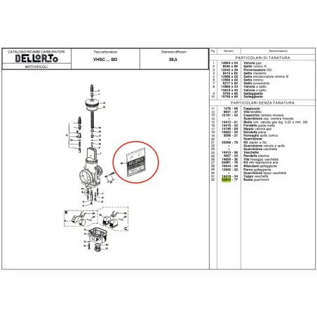 Kit guarnizioni 52612 per carburatori VHSB e VHSC DELL'ORTO