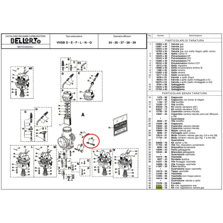 Kit vite regolazione valvola gas 53090 DELL'ORTO