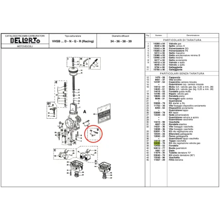 Kit vite regolazione valvola gas 53090 DELL'ORTO