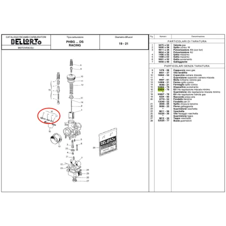 Kit vite regolazione miscela minimo 53024 per carburatori PHBG e PHDG DELL'ORTO