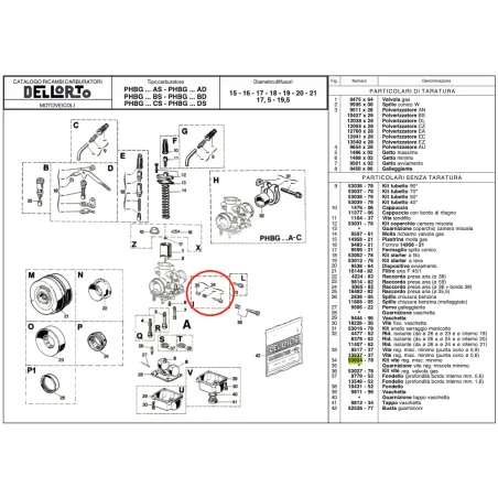Kit vite regolazione miscela minimo 53024 per carburatori PHBG e PHDG DELL'ORTO