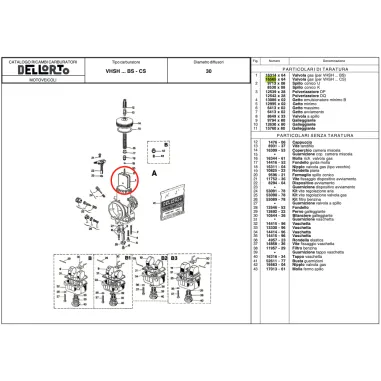 Gas valve 16565 for VHSH 30 CS carburetor DELL'ORTO