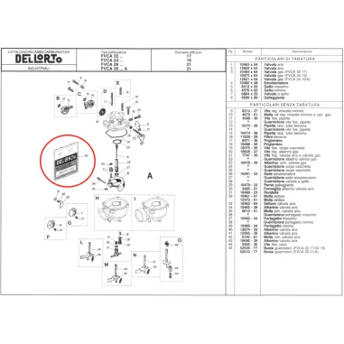 Kit guarnizioni 52610 carburatore FVCA 26 DELL'ORTO