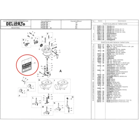 Kit guarnizioni 52610 carburatore FVCA 26 DELL'ORTO