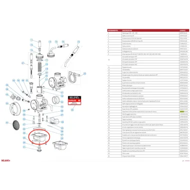 Vaschetta 19999 con troppo pieno per carburatore PHDG DELL'ORTO