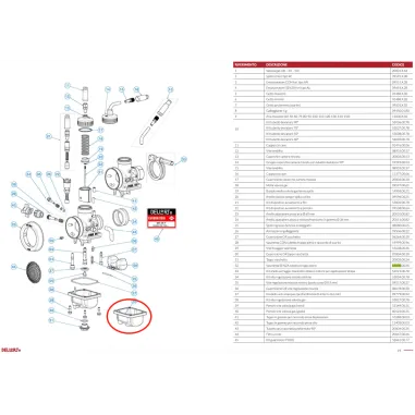 Vaschetta 19990 senza troppo pieno per carburatore PHDG DELL'ORTO